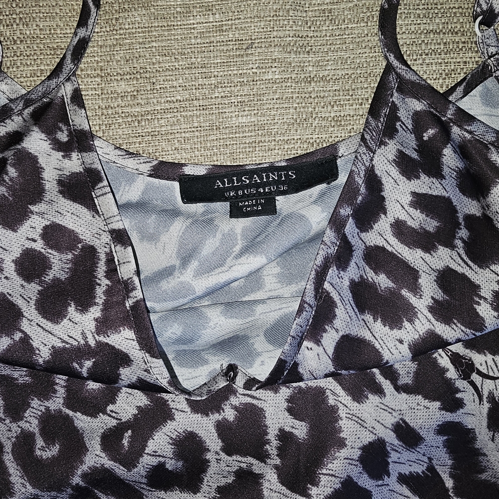All Saints Animal Print Midi Dress- Black and Gray - Picture 6 of 6